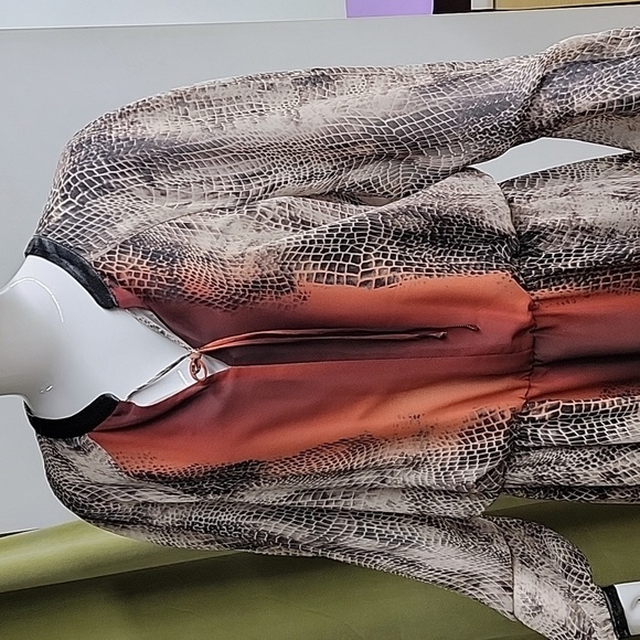 Nine West Long Sleeve Snake Print Elastic Waist Midi Dress Size 14 - Picture 3 of 14